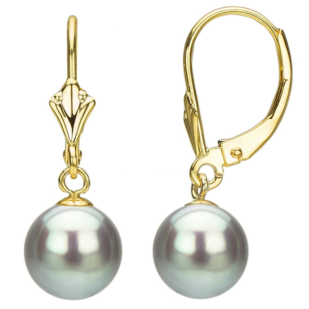 FB Jewels Solid Sterling Silver 9-10mm Grey Fw Cultured Round Pearl Stud Earrings FB Jewels Solid Sterling Silver 9-10mm Grey Fw Cultured Round Pearl Stud Earrings